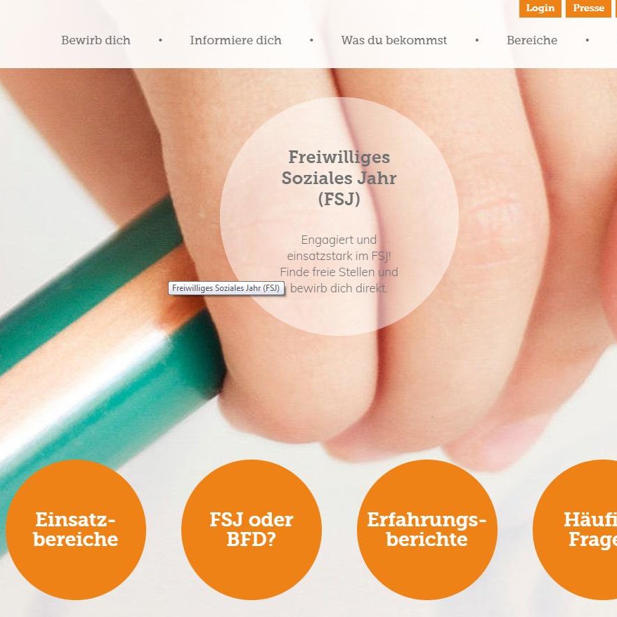 Neue Websites zum Freiwilligendienst FSJ Website ich-will-fsj.de - Screenshot