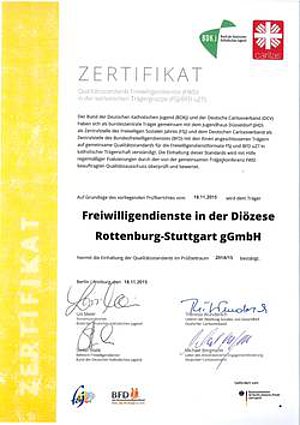 Qualitätszertifikat der Freiwilligendienste DRS